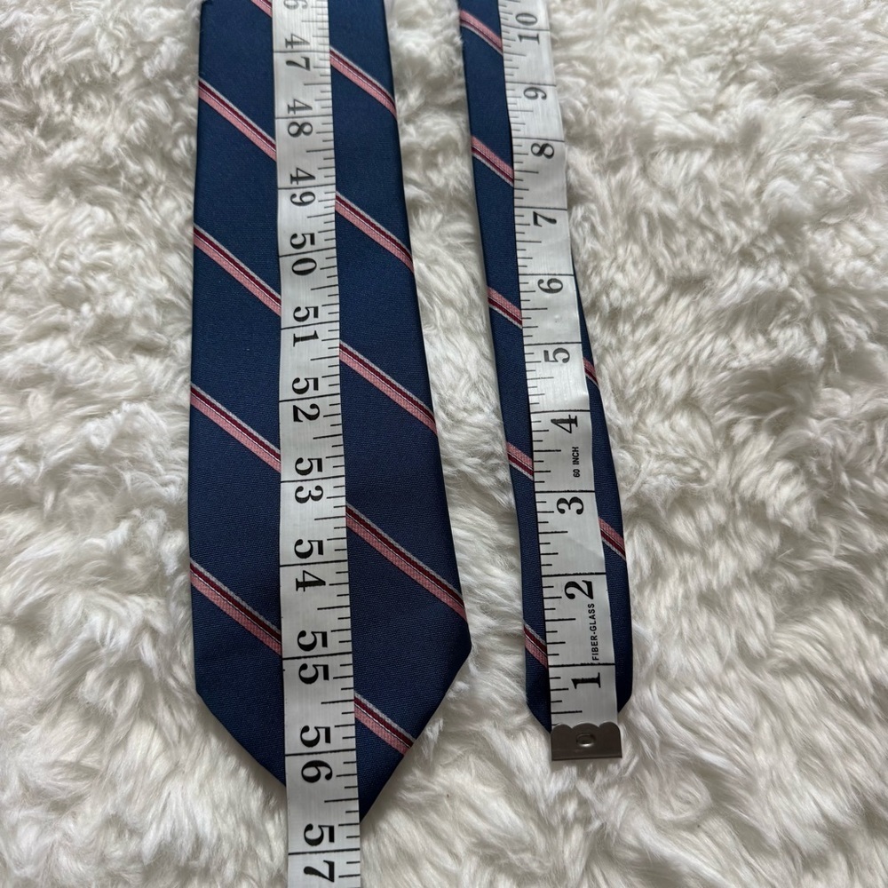 Christian Dior Navy and Light Pink Striped Tie - Picture 8 of 10